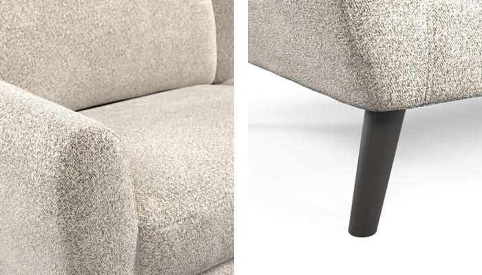 Studio Sits Colt closeup luxurious boucle linen grey fabric and tapered leg